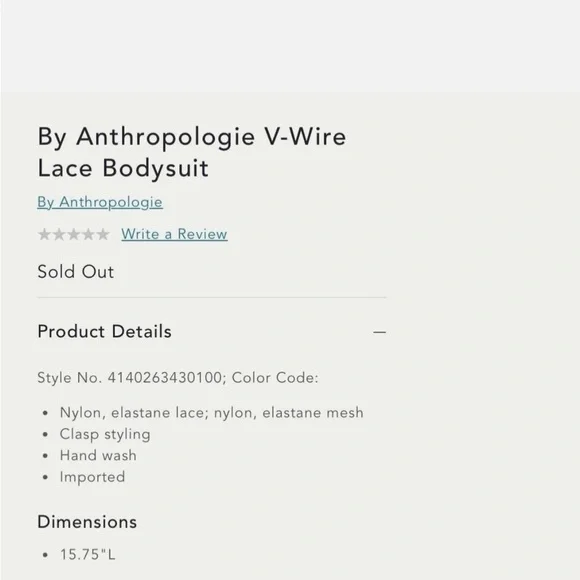 NWT- ANTHROPOLOGIE V-WIRE LACE
BODYSUIT - Picture 7 of 8